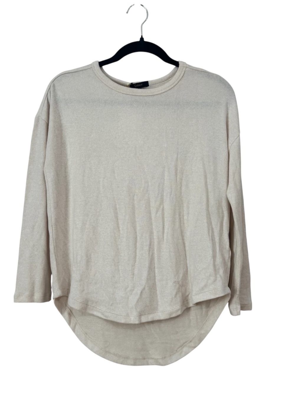 Quince Women's Brushed Lounge Long Sleeve Top in Oatmeal Sz XS NWT